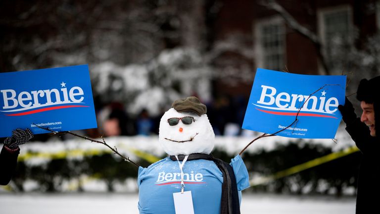 Mr Sanders received a frosty reception from one of his supporters in Brooklyn