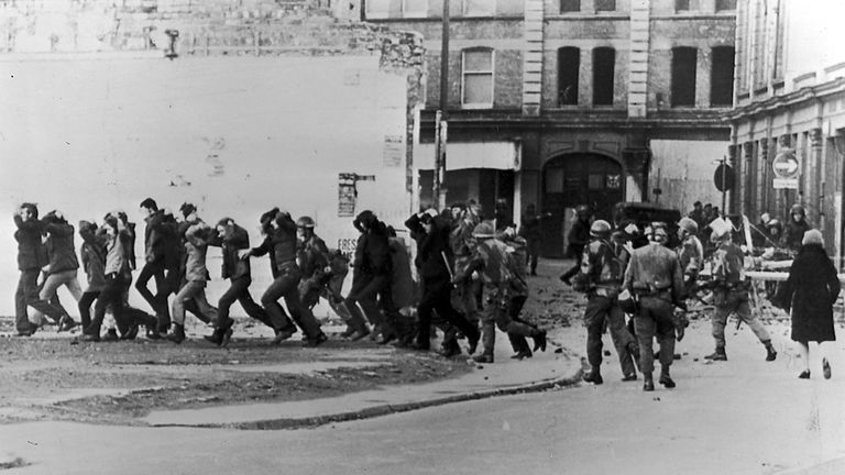 British paratroopers take away civil rights demonstrators on &#39;Bloody Sunday&#39; 