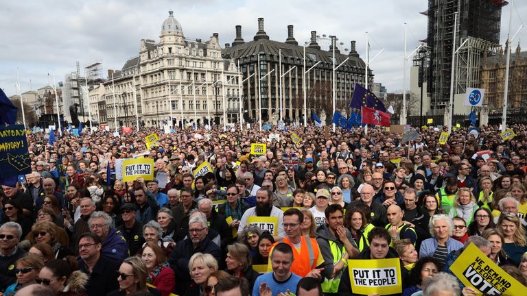 The crowd in Whitehall and Parliament Square