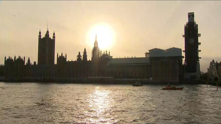 The sun sets on parliament ahead of the vote on extending Article 50