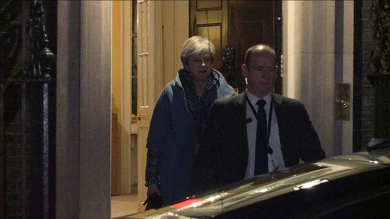 Theresa May leaving Number 10 to vote in the Commons