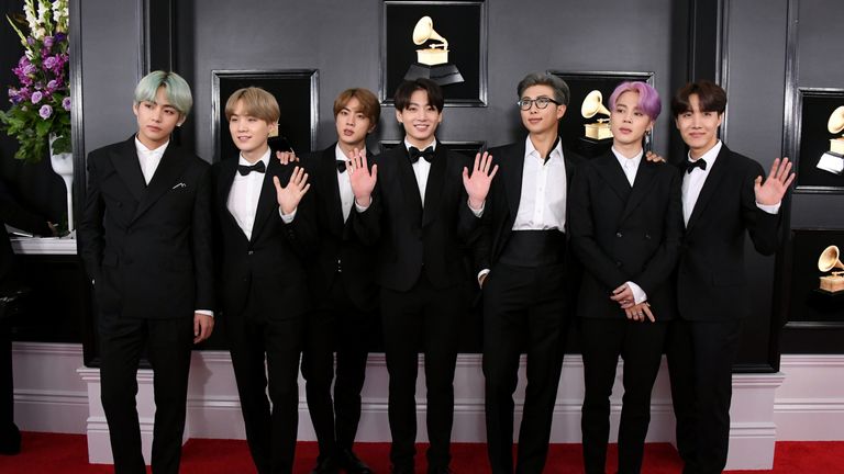 BTS attend the 61st Annual GRAMMY Awards