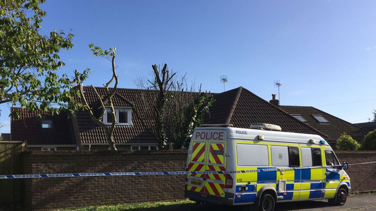 Police outside the Colebourn&#39;s Hampshire home