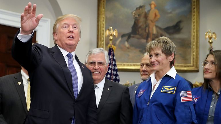 President Trump signs &#39;Space Policy Directive 1&#39; in December 2017