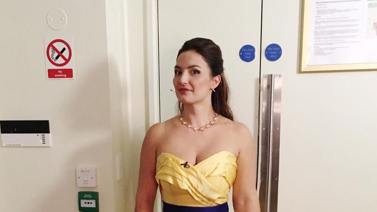 Yellow Dress Blue Sash