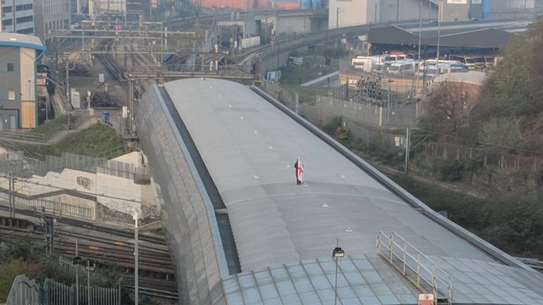 Eurostar cancelled all trains in and out of London this morning after a trespasser spent all night on the roof of St Pancras Railway Station. @tic_tash_toe