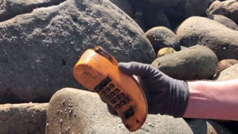 One of the phones retrieved from the French coast. Pic: France 3 Bretagne