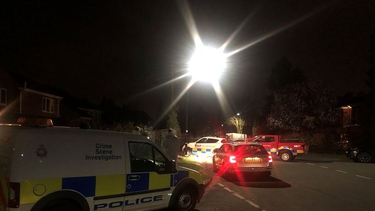 Police cars were seen on Gorse Bank Road after the stabbing 