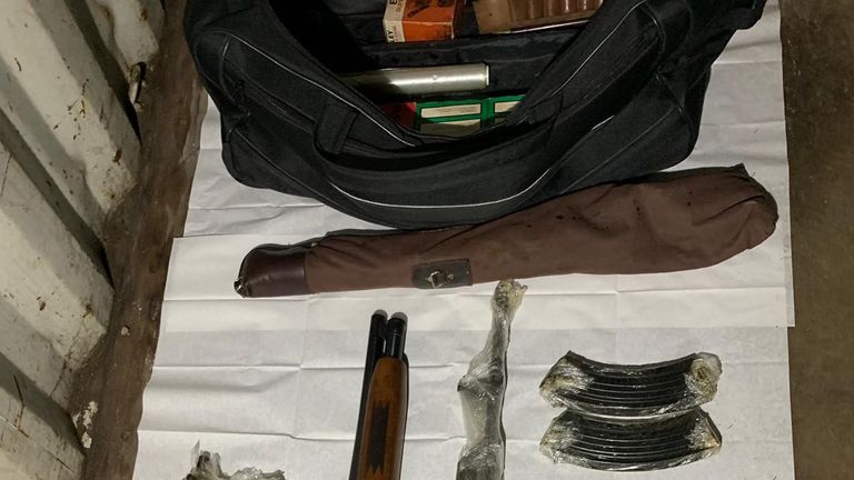 The haul of weapons included machine guns, Ak47 assault rifles and grenades. Pic: Met Police