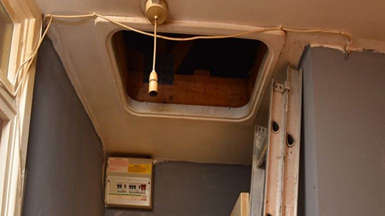 The hatch to Gary Hopkins' loft in Enfield