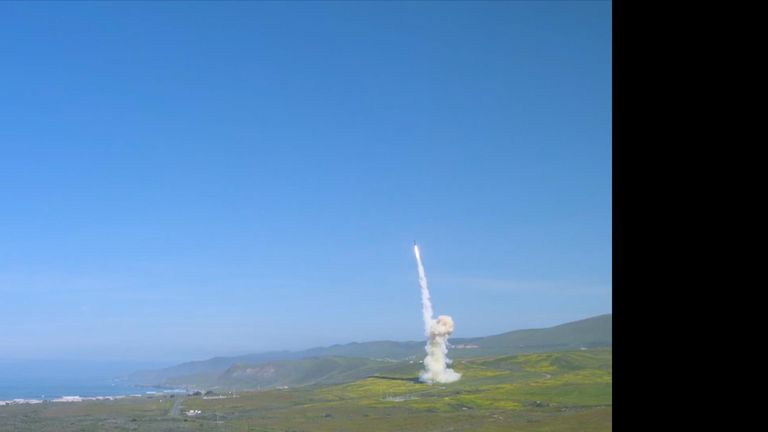 The US Missile Defence Agency launched two ground-based test missile interceptors against an ICBM-class target in California.