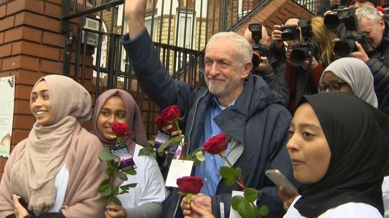Mr Corbyn was visiting a Muslim Welfare Centre in north London