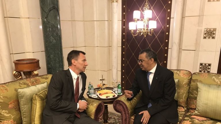 Jeremy Hunt (L) with the director of the WHO in Jeddah. Pic: Jeremy Hunt