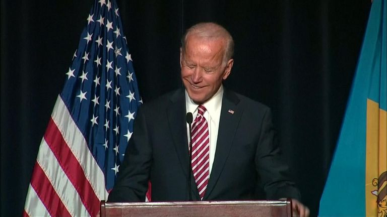 Joe Biden misspoke, saying &#39;I have the most progressive record of anybody running&#39; which caused his supporters to cheer loudly.