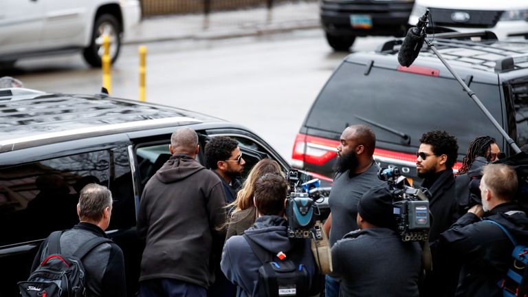Jussie Smollett arrives at court in Chicago