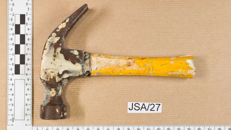 A claw hammer used by Gary Hopkins