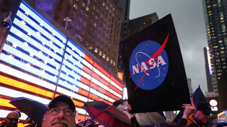 People watch as NASA&#39;s InSight lander touched down on Mars in November 2018