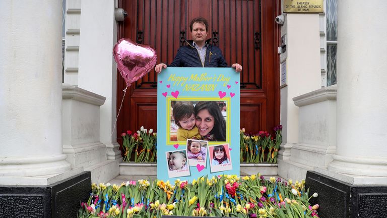 Richard Ratcliffe delivered a card for his wife signed by nearly 20,000 people to the Iranian embassy