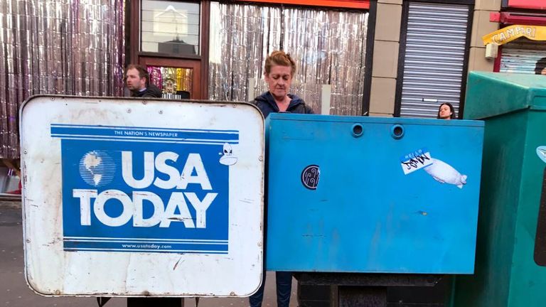 An advert for the USA Today network helped give the set an American feel. Pic: Twitter/Kalpesh