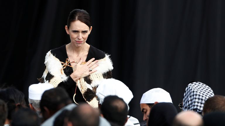 Jacinda Ardern wore a Maori cloak during the service
