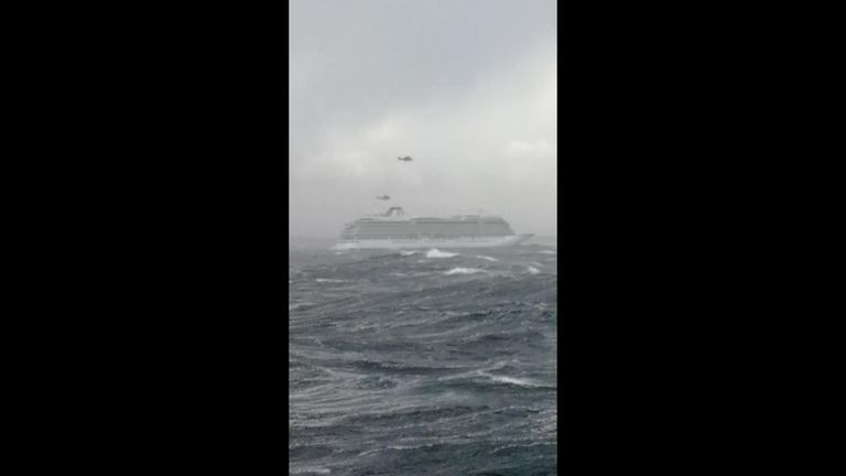 Two helicopters assist Viking Sky