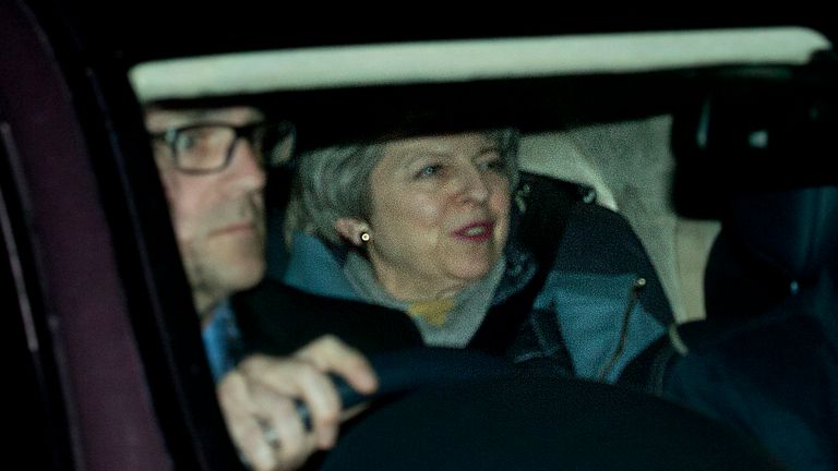 Theresa May arrives back in Downing Street after making her statement to the Commons