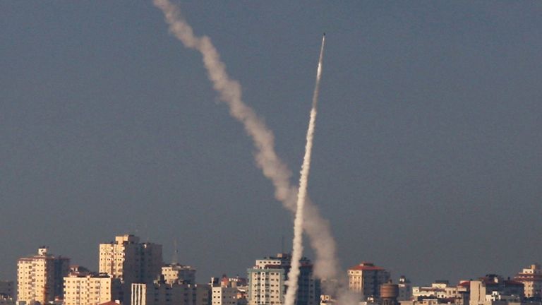 Qassam rockets are launched from Hamas-controlled Gaza in January 2009