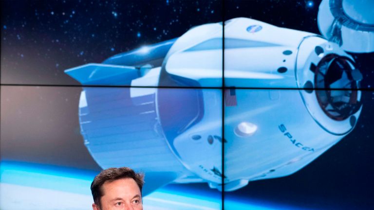 SpaceX chief Elon Musk speaks during a press conference after the launch of SpaceX Crew Dragon Demo mission at the Kennedy Space Center in Florida on March 2, 2019. - NASA and SpaceX celebrated the successful launch March 2 of a new astronaut capsule on a week-long round trip to the International Space Station -- a key step towards resuming manned space flights from US soil after an eight-year break. (Photo by Jim WATSON / AFP) (Photo credit should read JIM WATSON/AFP/Getty Images)
