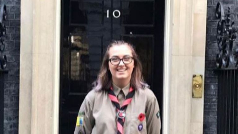 Jodie Chesney pictured outside 10 Downing Street four months ago