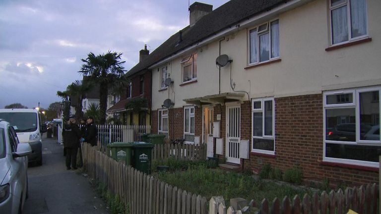 Police patrolling a house in Stanwell related to the incident