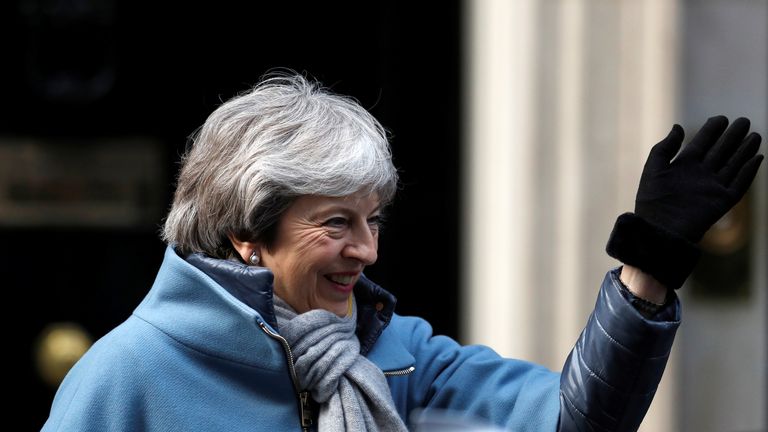 Britain&#39;s Prime Minister Theresa May is seen outside Downing Street