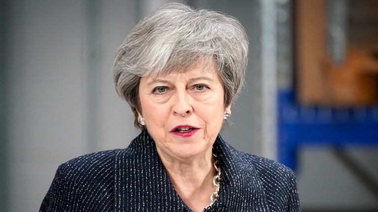 Prime Minister Theresa May delivers a speech at Ørsted East Coast Hub on March 8, 2019 in Grimsby