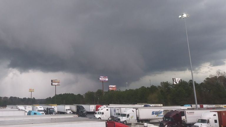 A view of a tornado seen in the distance at Warner Robins, Georgia. Credit: TWITTER @KEITH_IRWIN 
