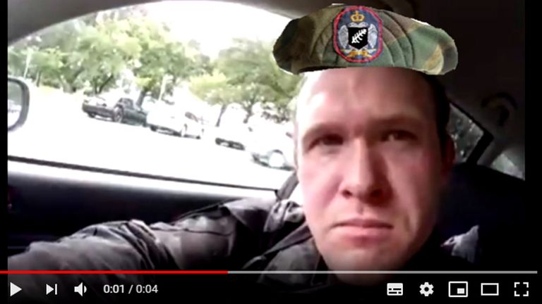 An image of the shooter shows him wearing a photoshopped-on Serbian beret with a silver fern