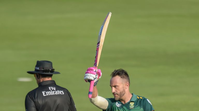 Faf du Plessis played unbeaten 112 runs knock against Sri Lanka in the first ODI at Johannesburg (photo - Sky Sports)