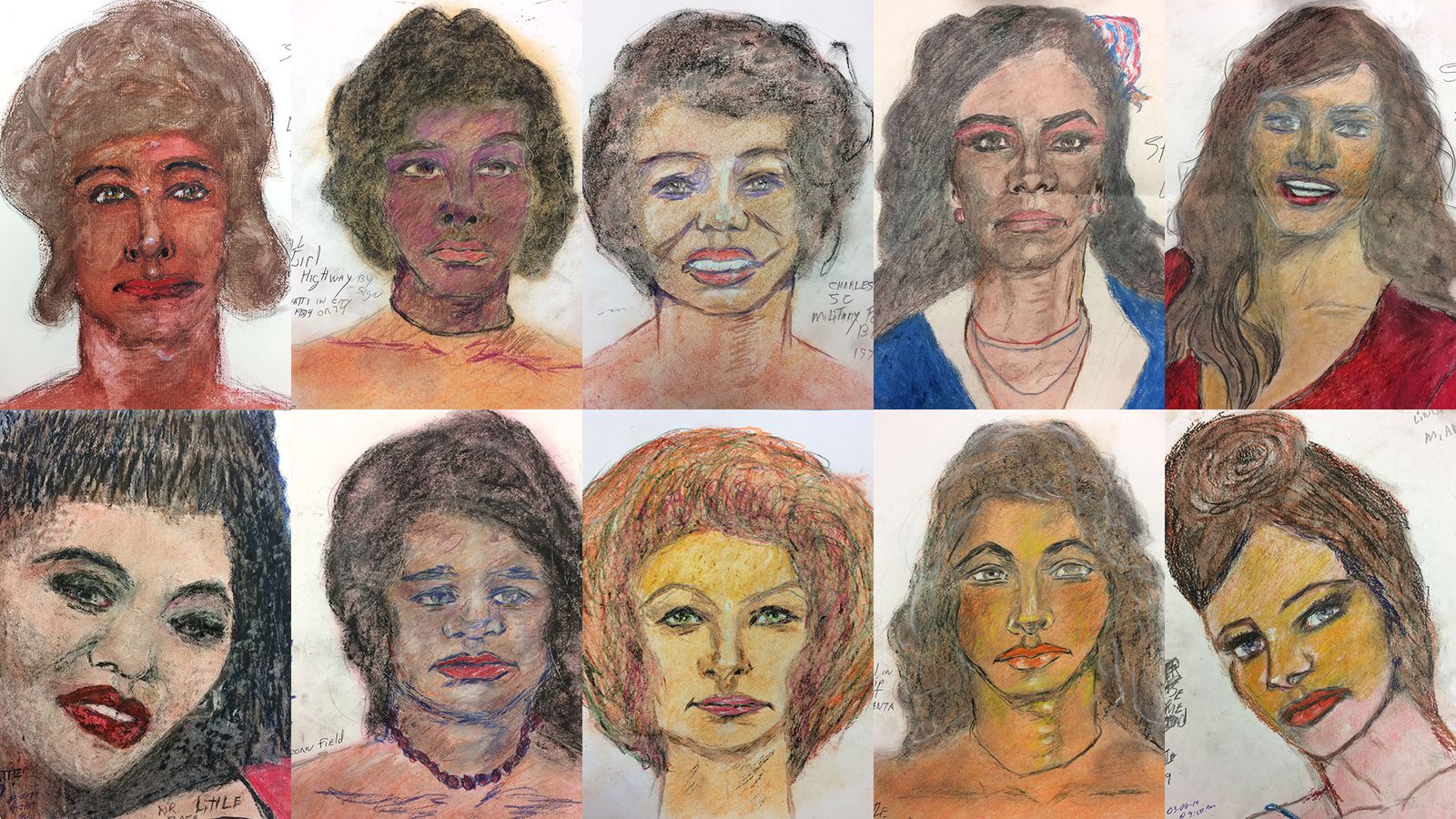 Serial killer sketches 10 more unidentified victims as FBI appeals for