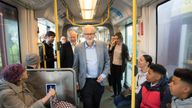 Corbyn announced he would reverse Conservative bus cuts - with a picture of him on a tram. Pic: Jeremy Corbyn