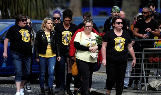 A sea of Harry Potter shirts as loved ones bid final farewell to Lyra A sea of Harry Potter shirts as loved ones bid final farewell to Lyra