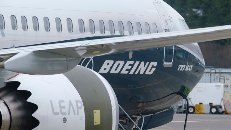 A Boeing 737 MAX 9 test plane seen during tests in March. The 737 MAX fleet has been grounded after two planes crashed within five months 