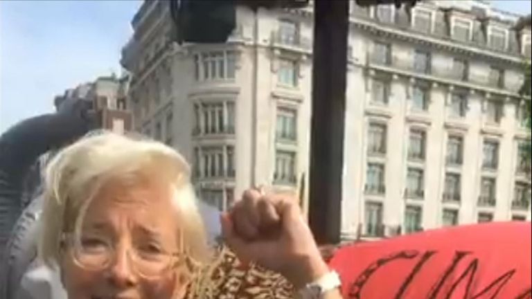 Actor and environmentalist Emma Thompson was at the Extinction Rebellion protest in Marble Arch.