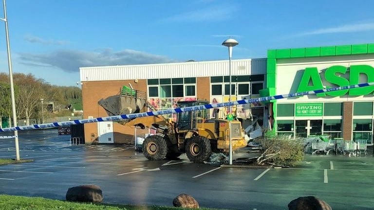 Asda Ram Raid Digger Used To Steal Cash Machine In Tunbridge