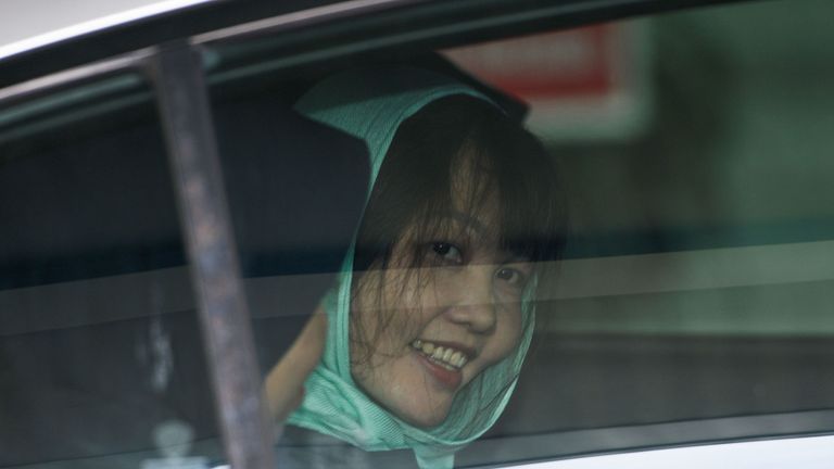 Doan Thi Huong is all smiles after being given a lesser charge