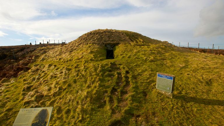 Cuween Hill Chambered Cairn, Orkney, where a dog skull was discovered and a model made from its head