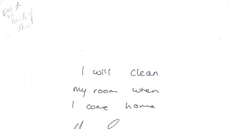 Drake promises to clean his room in childhood note on sale for $7,500 |  Ents & Arts News | Sky News