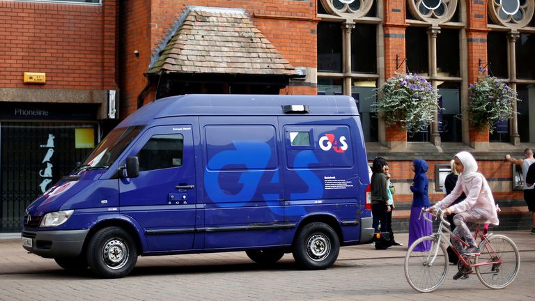 A G4S security van is parked outside a bank in Loughborough, central England, August 28, 2013. 
