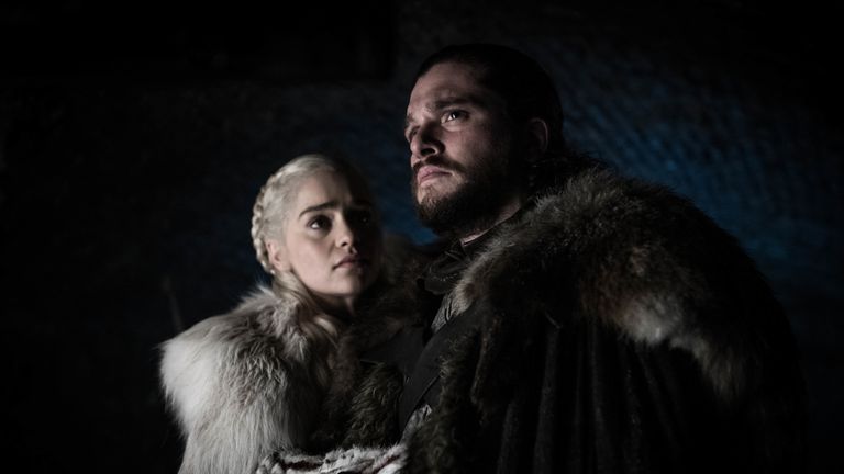 Emilia Clarke as Daenerys Targaryen and Kit Harington as Jon Snow in season eight, episode two of Game Of Thrones