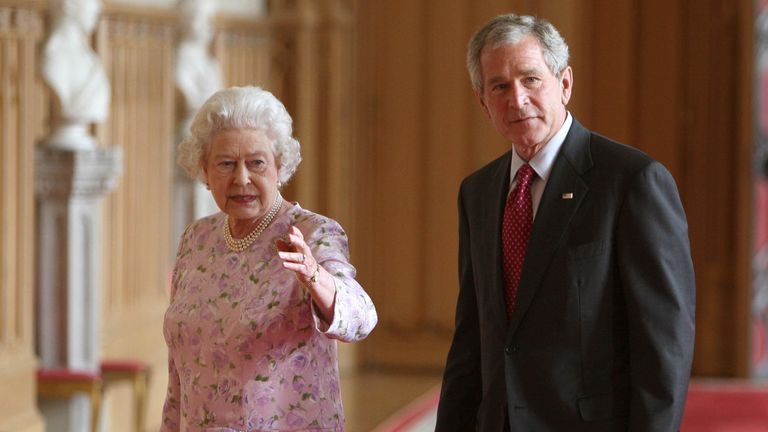 The Queen welcomes President Bush to the UK