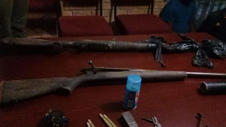 Police tweeted images of rifles and ammo seized from the poachers. @SAPoliceService
