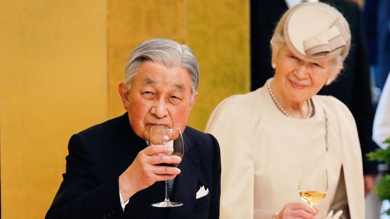 Japan's Emperor Akihito and Empress Michiko