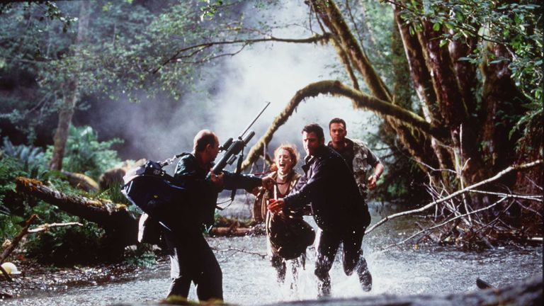 Jeff Goldblum (2ndR) in a scene from The Lost World: Jurassic Park